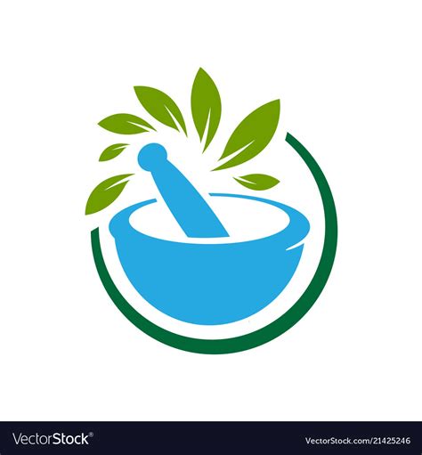 Pharmacy medical logo natural mortar and pestle Vector Image