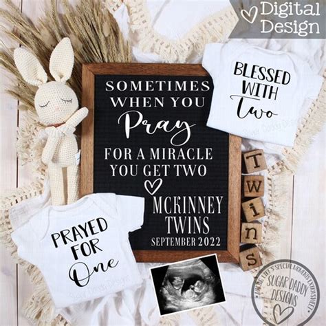 Twin Pregnancy Announcement Custom Twins Baby Digital - Etsy