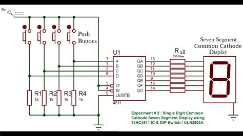 Common Cathode 7 Segment Display Circuit Diagram