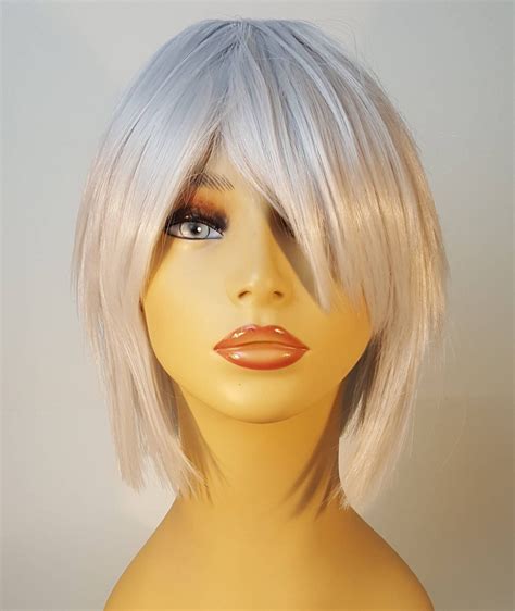 Short Platinum Blonde Wig Shaggy Layered Bob Silver Blonde | Etsy | Platinum blonde bobs, Blonde ...