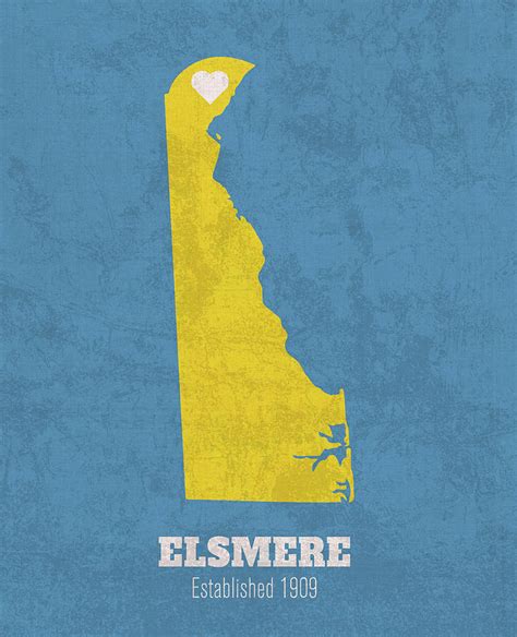 Elsmere Delaware City Map Founded 1909 University of Delaware Color Palette Mixed Media by ...