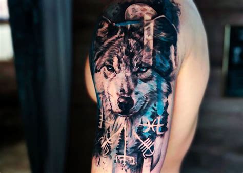 Howling Wolf Chest Tattoo