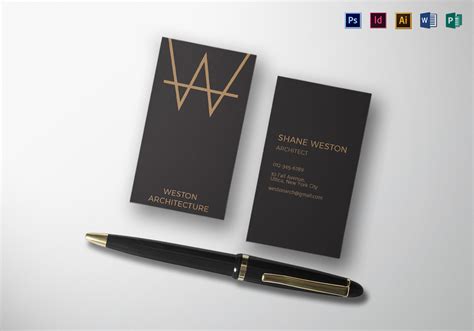 Black Architect Business Card in PSD, Word, Publisher, Illustrator ...