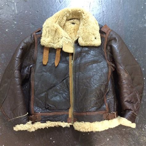 Original WWII B-3 shearling leather bomber jacket rare size 46 | Etsy