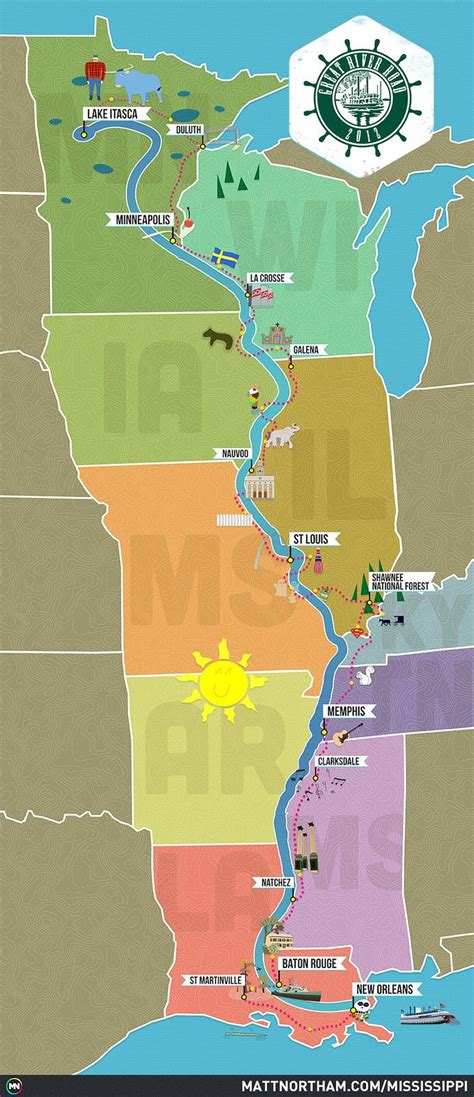 Mississippi Great River Road trip map | Road trip map, Road trip fun ...