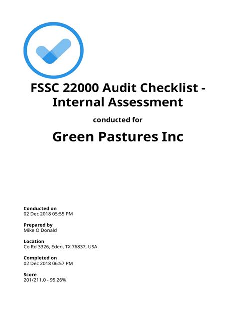 FSSC 22000 Audit Checklist Sample Report IAuditor | PDF | Hygiene | Pest Control