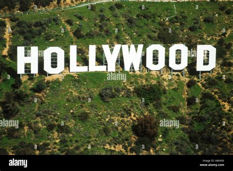 Aerial view of Hollywood sign in Hollywood Hills, California Stock ...