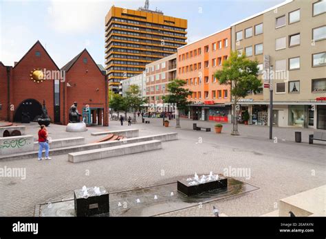 GELSENKIRCHEN, GERMANY - SEPTEMBER 17, 2020: People visit Ahstrasse, a ...