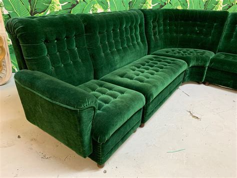 Mid Century Green Velvet Tufted Sectional Sofa – Marjorie and Marjorie