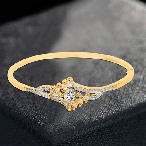Gold Plated Heavy American diamond Bracelet for Women - Quail - 2712497