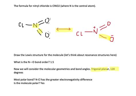 SOLVED:The formula for nitryl chloride is CINO 2. (a) Draw the Lewis structure for the molecule ...