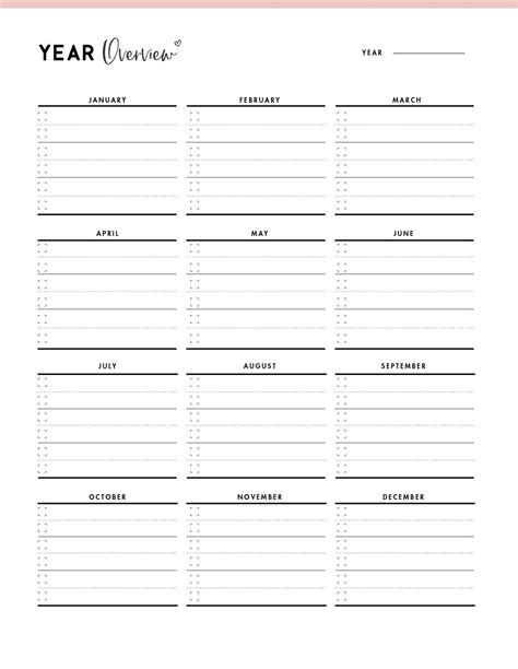 Printable year planner template – Artofit