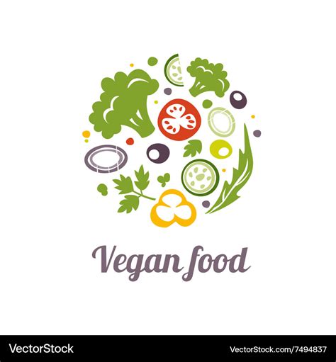 Vegan food icon logo design template Royalty Free Vector