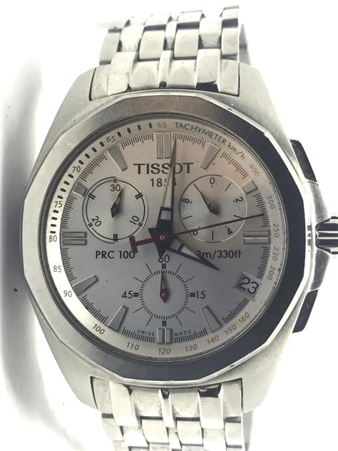 Tissot 1853 PRC 100 Chronograph White Face Mens REPAIR Swiss Watch G10211