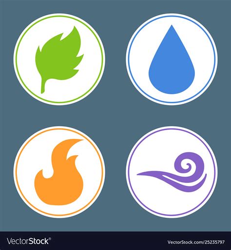 Four elements fire water earth air nature element Vector Image