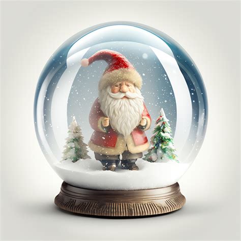 Wall Art Print | Christmas snow globe with Christmas gnome inside | Europosters