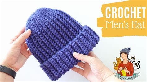 Crochet Simple Classic Men's Hat / Beanie Tutorial - YouTube