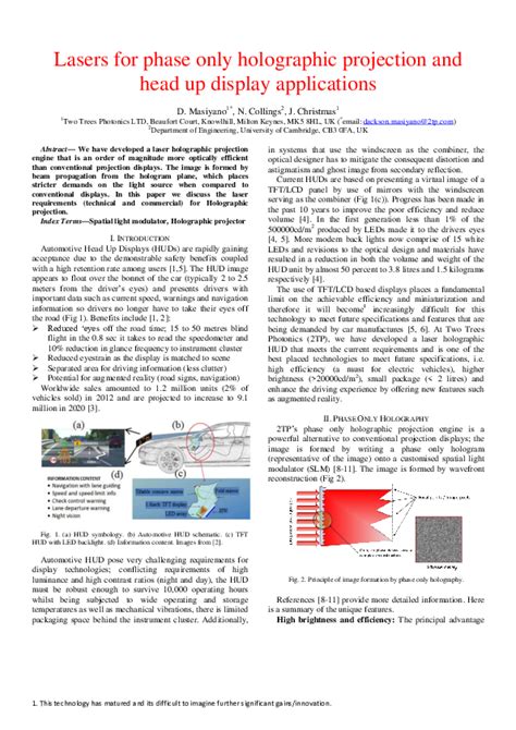 (PDF) Lasers for phase only Holographic projection and head up display ...