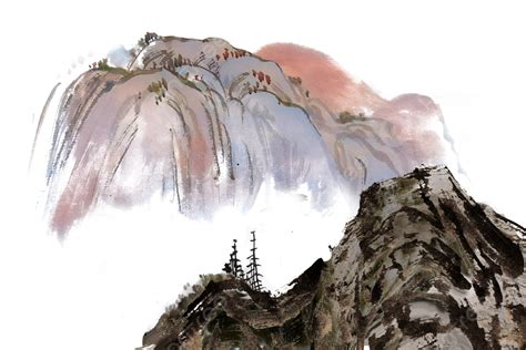 Majestic Mountains, Ink Painting, Quiet, Landscape PNG Transparent ...