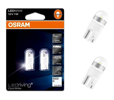 Osram W5W 12v 501 LED Cool White Bulb 6000k PAIR Sidelight Interior Light Car 4008321657657 | eBay