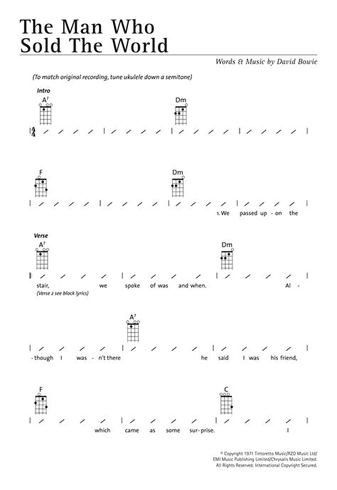 The Man Who Sold The World by Nirvana Sheet Music for Ukulele Chords/Lyrics at Sheet Music Direct