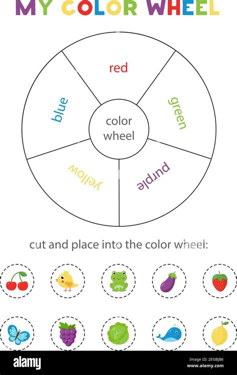 Color wheel for kids. Learning colors game. Printable worksheet for ...