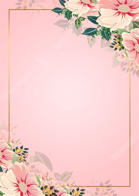 Floral Frame Of Watercolor Pink Flowers Page Border Background Word ...