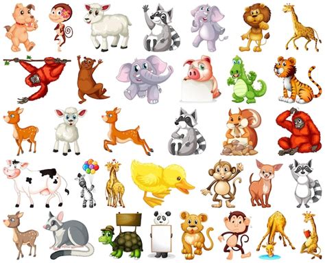 Free Vector | Set of animal cartoon character