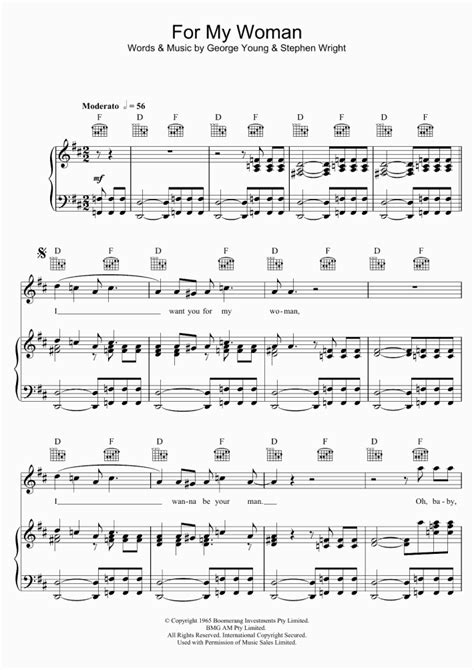 For My Woman Piano Sheet Music | OnlinePianist