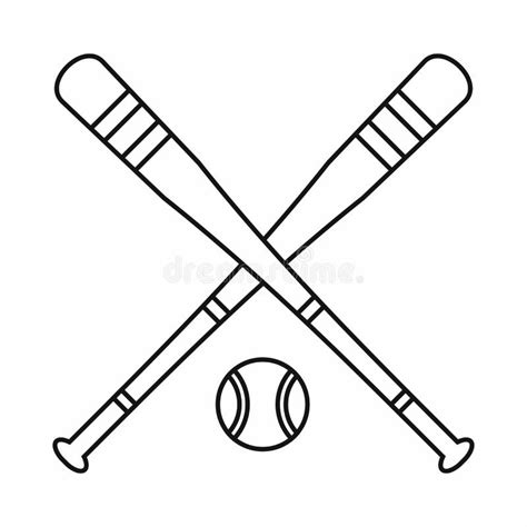 Baseball Bat and Ball Icon, Outline Style Stock Vector - Illustration ...