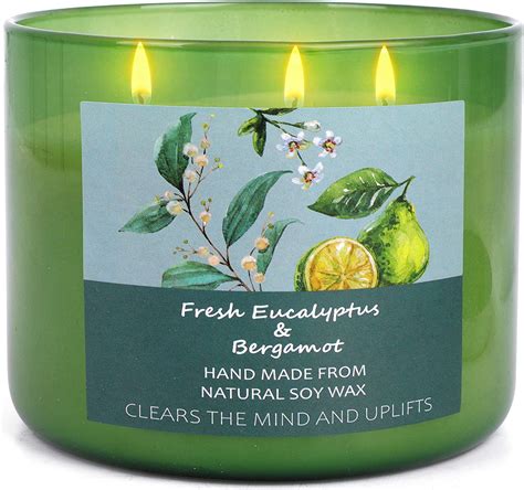 Soy Candles For Home Scented Aromatherapy Eucalyptus and Bergamot Stress Relief Candles Relaxing ...