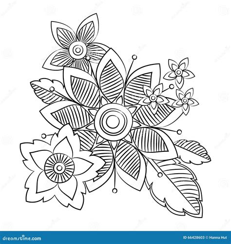 Doodle Art Flowers. Hand Drawn Herbal Design Elements Stock Vector - Illustration of doodles ...