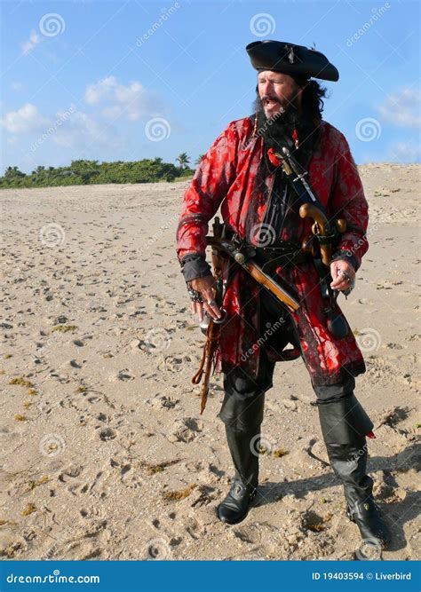 Pirate on the Beach in Vintage Costume Stock Photo - Image of costume, beard: 19403594