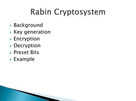 PPT - Rabin Cryptosystem and Blum- Goldwasser Cryptosystem PowerPoint ...