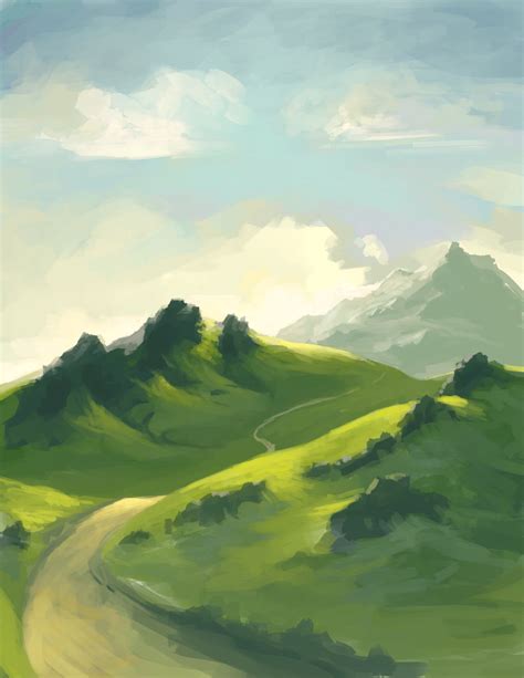 Rolling Hills of Ashland. Quick sketch of some rolling hills and rocks. | Fantasy landscape ...