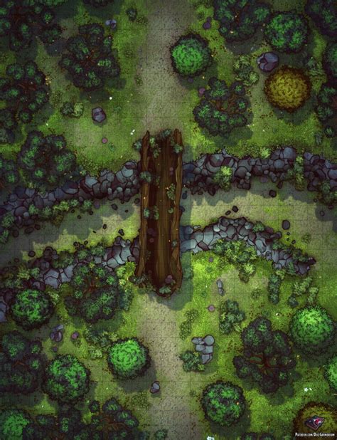 Forest Bridge Crossing - D&D Map for Roll20 And Tabletop - Dice Grimorium