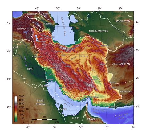 Detailed physical map of Iran | Iran | Asia | Mapsland | Maps of the World