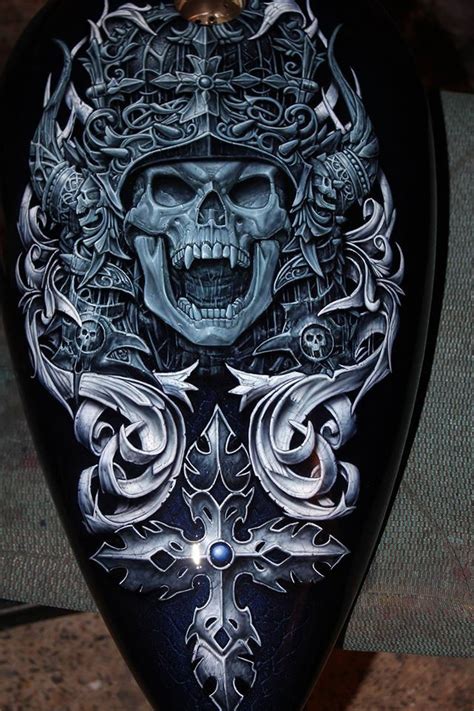 Custom Paint Motorcycle Gas Tank - Skull Art