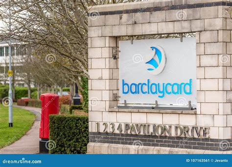 Northampton UK December 07, 2017: Barclaycard Logo Sign in Brackmills Industrial Estate ...