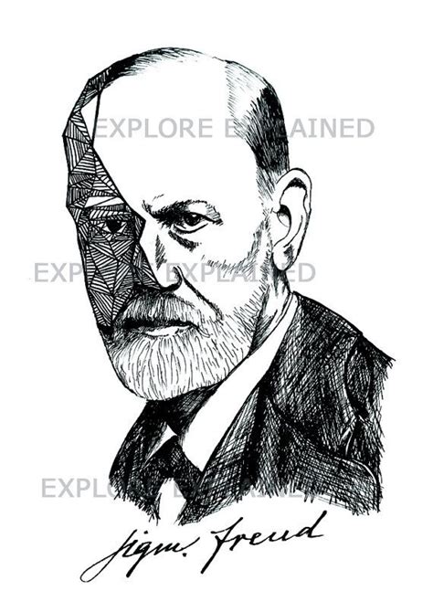 Freud Art Print - Sigmund Freud Portrait Ink Drawing - Science Poster (Psychology art ...