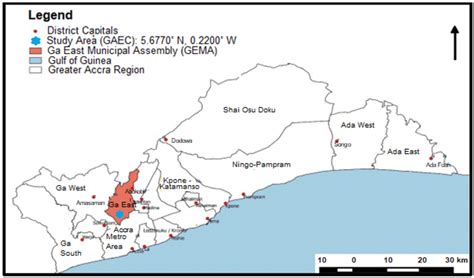 Map of the Greater Accra Region showing the study area (Source: GEMA News) | Download Scientific ...