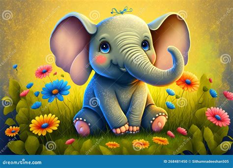 Cute Baby Elephant Illustration Stock Illustration - Illustration of ...