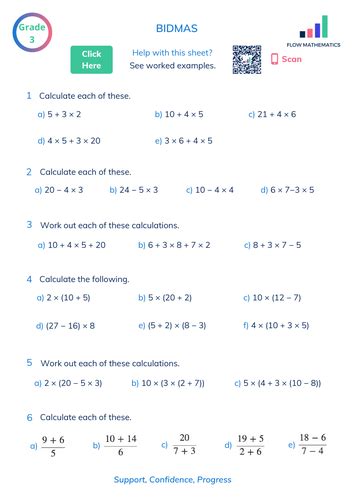 BIDMAS worksheet | Teaching Resources