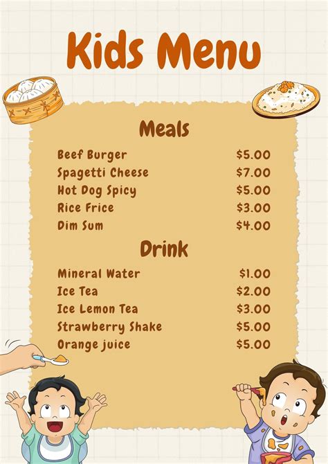 Kids Menu Kids Menu Kids Menu Menu Template Free Menu - vrogue.co