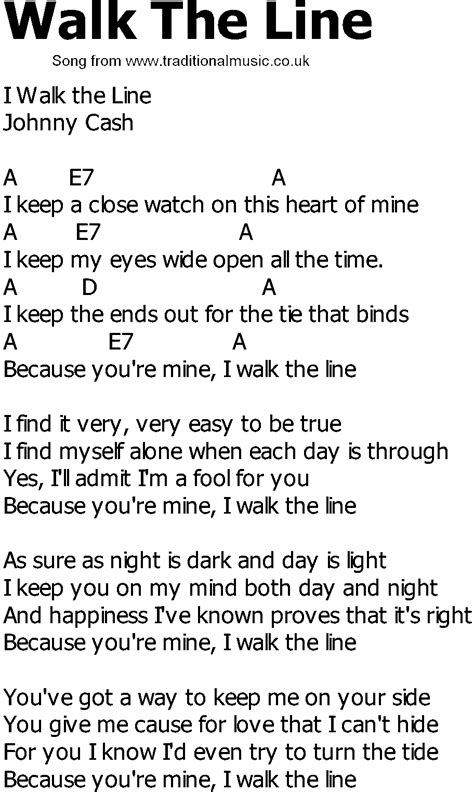 Old Country song lyrics with chords - Walk The Line