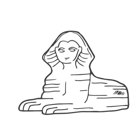 The Sphinx at Giza and pyramid. Vector line drawing 23842126 Vector Art at Vecteezy