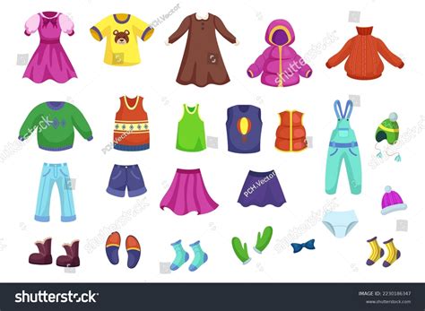 Children Clothes Different Seasons Vector Illustrations Stock Vector ...