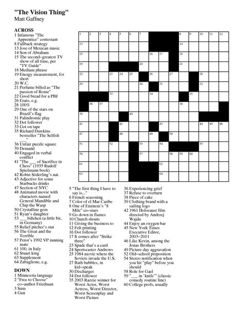 Star Ledger Crossword Puzzle Today Printable | James Crossword Puzzles