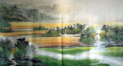 Chinese Painting: A small village - Chinese Painting CNAG221724 - Artisoo.com