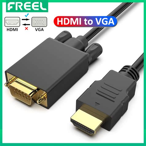 HDMI to VGA Cable 1080P 4K 1.8M Cord Audio Video HDMI male to VGA male ...